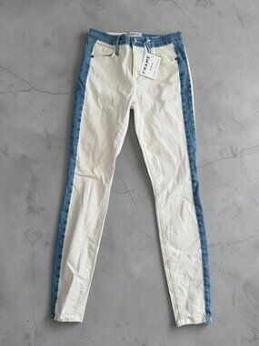 FRAME Le Skinny White Blue Midrise Jeans Size 27 NEW NWT
